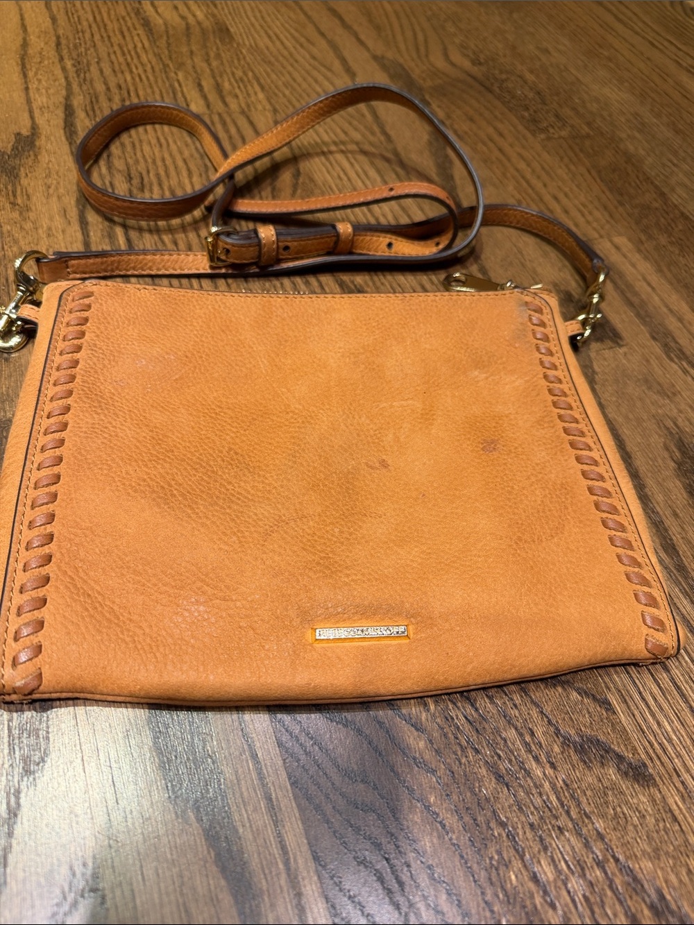 Rebecca Minkoff Tan Leather Crossbody with Braided Trim
